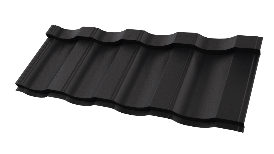 Металлочерепица Геркулес 30 1200/1150x0,5 мм, 9005 черный янтарь матовый