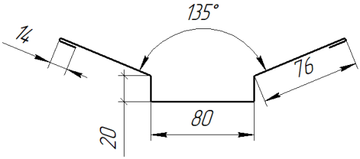 Планка ендовы верхняя 76x76x2000 мм, 3005 винно-красный матовый