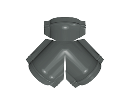 Тройник Y конька круглого 625x510 мм, 7005 мышино-серый глянцевый
