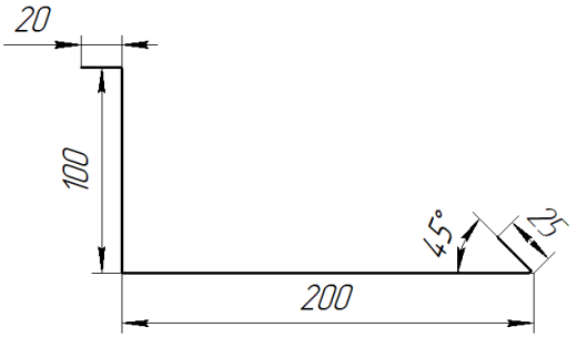 Планка примыкания нижняя 100x200x2000 мм, 7040 серое окно глянцевый