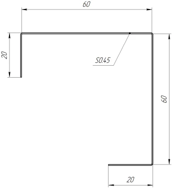 Декоративная накладка угловая 20x60x60x20 мм, 3009 оксид красный глянцевый